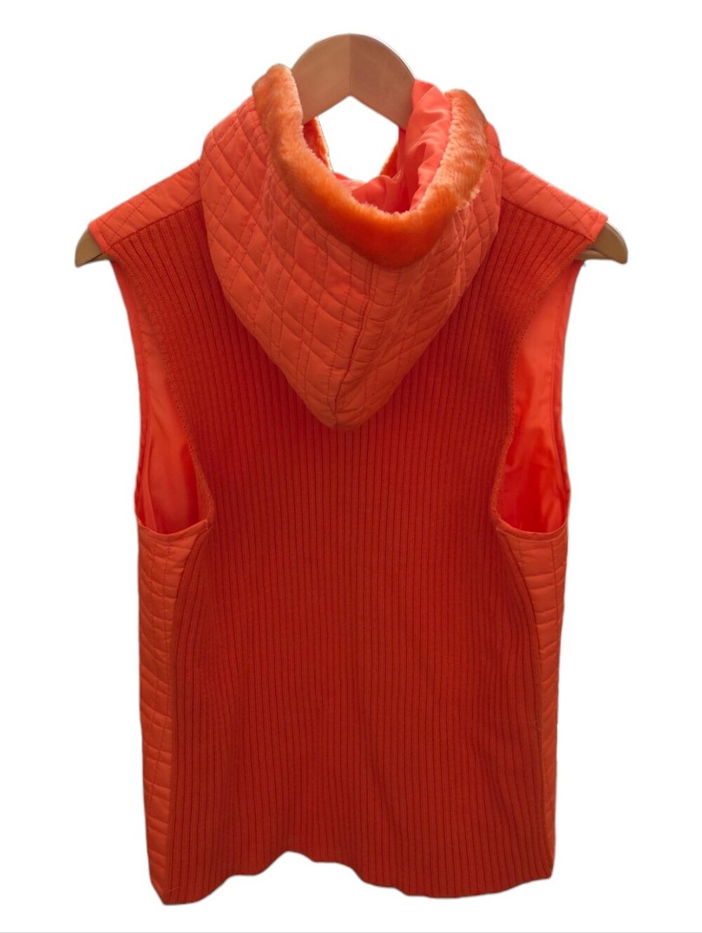 For Cynthia - Quilted Vest w/Knitted Back Size XL Zip-up & Faux Fur